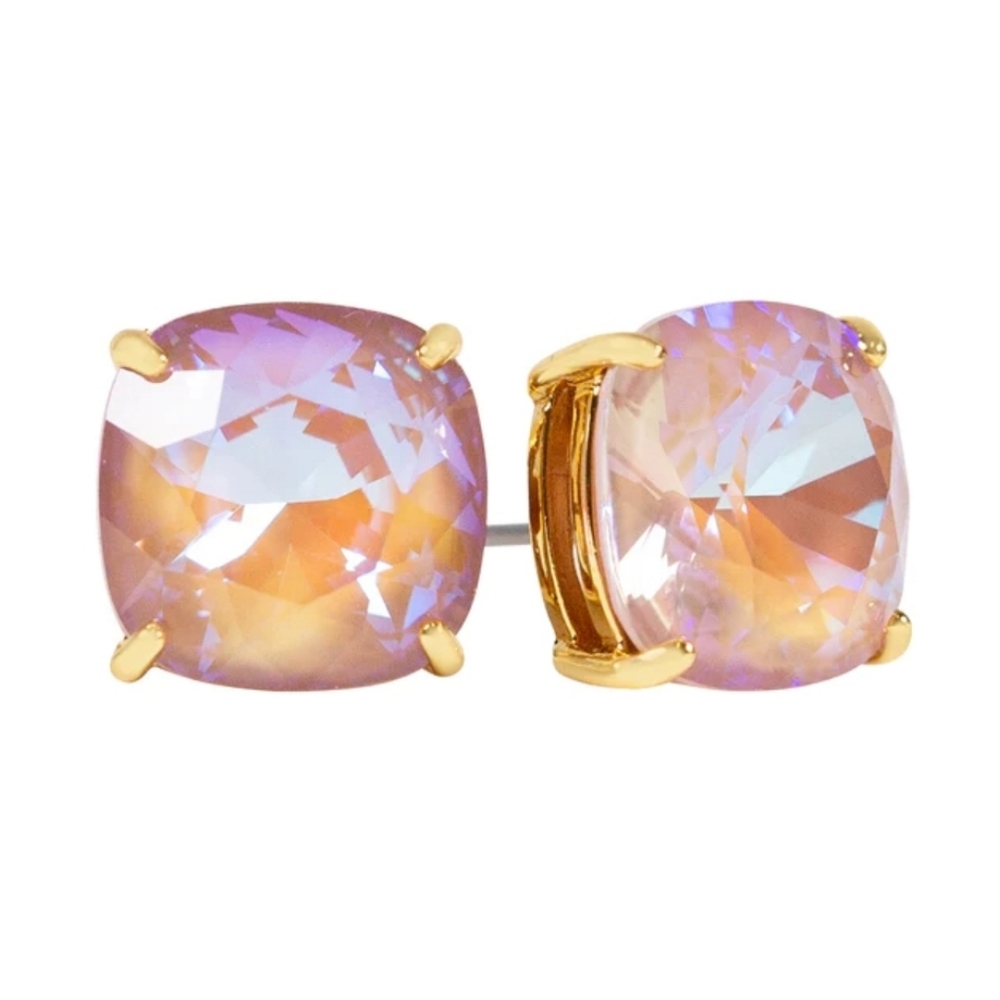 Origami Owl Gold Clara Stud Earrings with Dusty Pink Delite Crystals